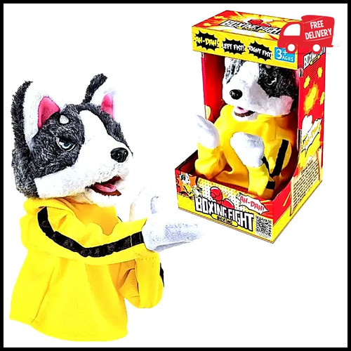 Interactive boxing dog - interactive, plush